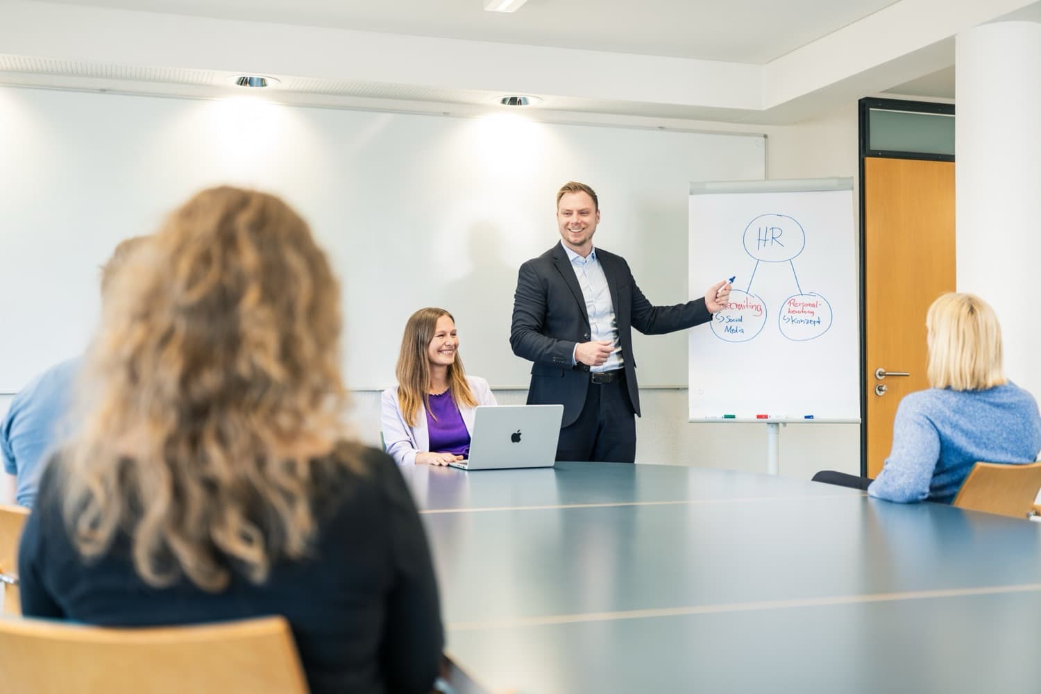 KI-Training für ein Team am Flipchart